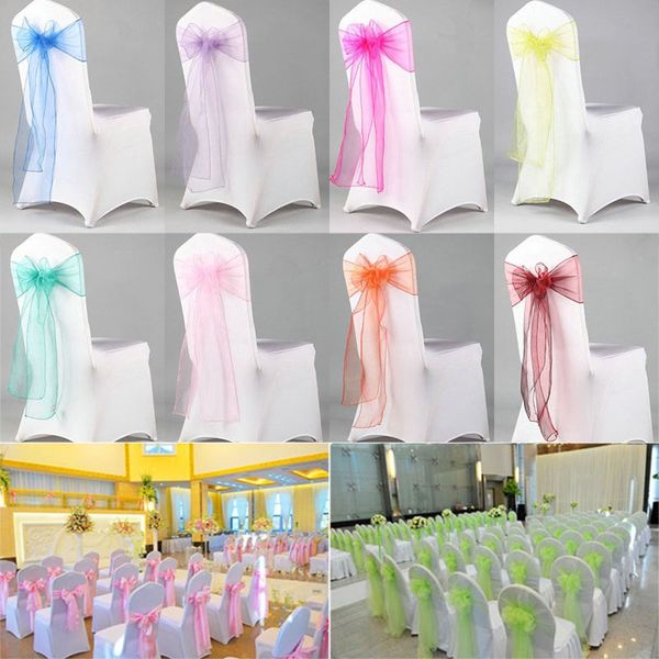 

organza chair sash bow for cover banquet wedding party event chrismas decoration sheer organza fabric chair covers sashes fa1916