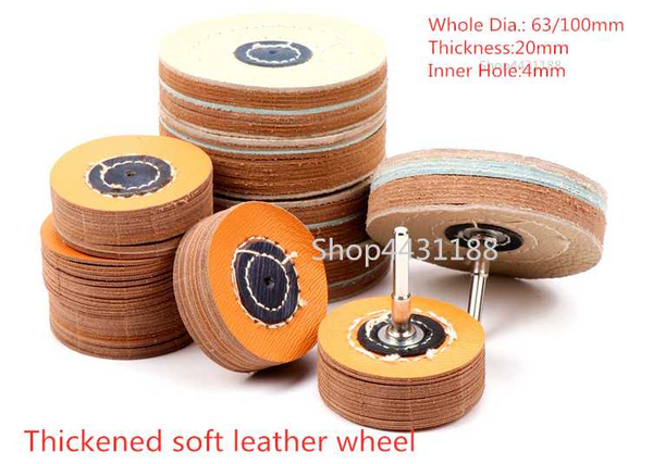 

dia.63/100mm, thick20mm, shank6mm thicken soft leather wheel grinding head mirror polishing wheel rotary polish tools