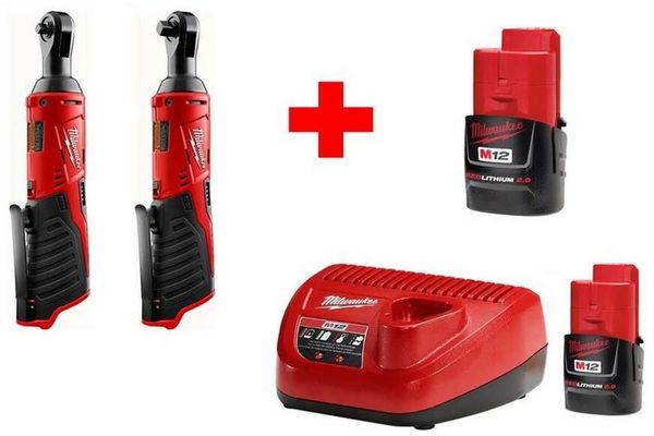 

Milwaukee ratchet power tool 12v cordle 1 4 3 8 inch battery charger combo et