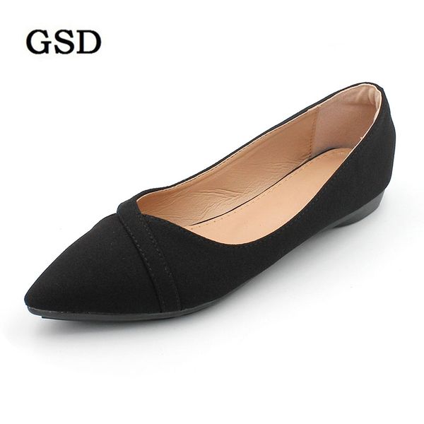 

new women solid color suede flats heel pearl fashion basic pointed toe ballerina ballet flat slip on shoes, Black
