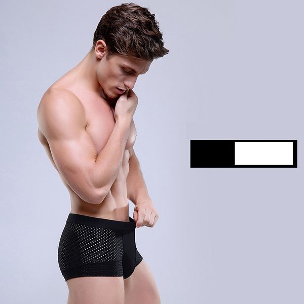 

мужские дизайнерские трусы 2020 новая мода мужская sexy выдалбливают боксеры мужчины марка solid color дышащий трусы 15 цветов мужчины белье, Black;white