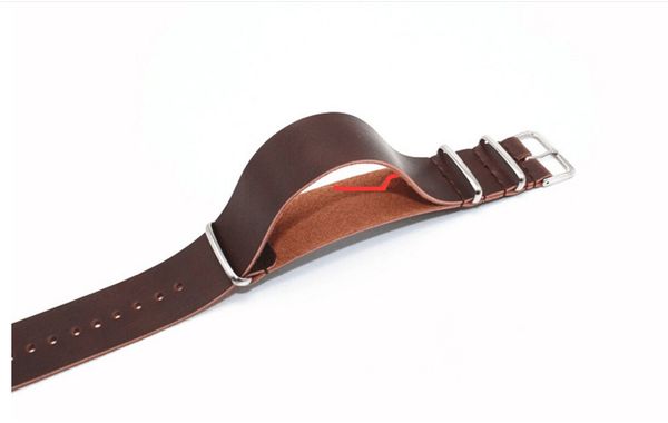 

002 nato zulu pull sand steel buckle section nato leather strap retro crazy horse color soft leather belt, Black;brown