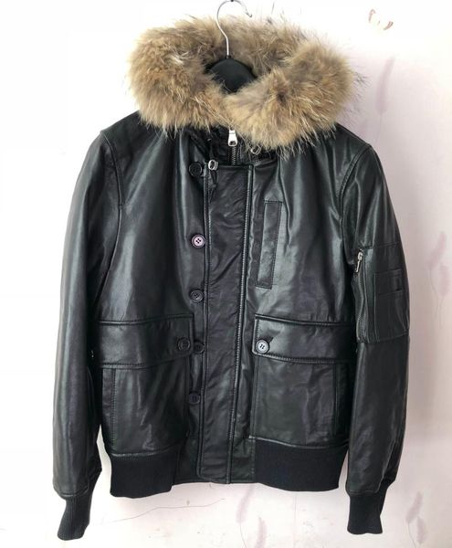 Véritable À Fourrure Noir Manteau En Acheter Duvet Mouton Peau En De Capuchon Raton Court De En Canard Pour Cuir Duvet Véritable Homme Laveur De vm0Nn8wO