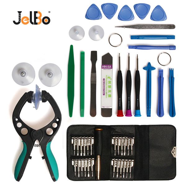 

jelbo lcd screen opening tools suction cup scewdriver set 48 in 1 mobile phone repair tool kit pry disassembly repair tool set