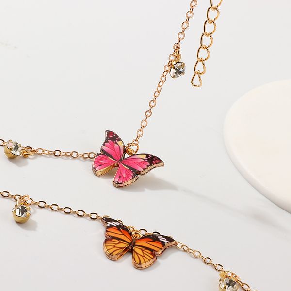 

butterfly pendant necklace fashion personality with a drill clavicle chain, Silver