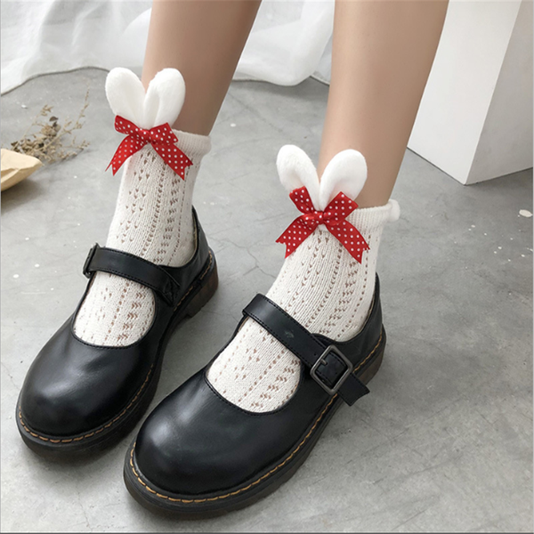 

socks & hosiery cute girl ears cotton students versatile basic, Black;white
