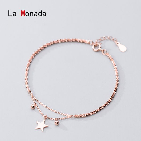

la monada женские браслеты для женщин серебро 925 пробы минималистский мода ювелирные изделия серебро 925 женщина браслет двойной розовое зо, Black