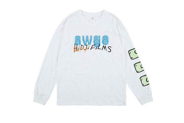 

длинные рукава без шапки awge с длинным рукавом футболка мужчины женщины лучшее качество awge топ тройники, Black