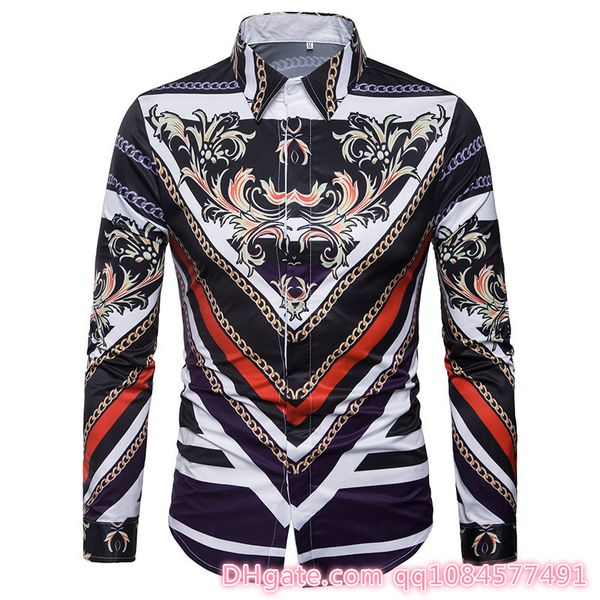 

2019 autumn shirt windproof lapel floral print fashionable 3d digital printing designer jackets designer clothes plus size -3xl, White;black