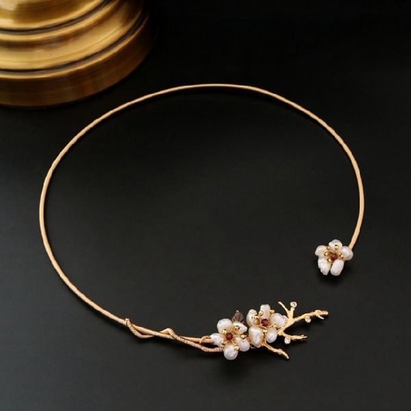 

neck ring necklace jewelry female accessories freshwater pearl opening collar neck collar clavicle chain simple and generous, White