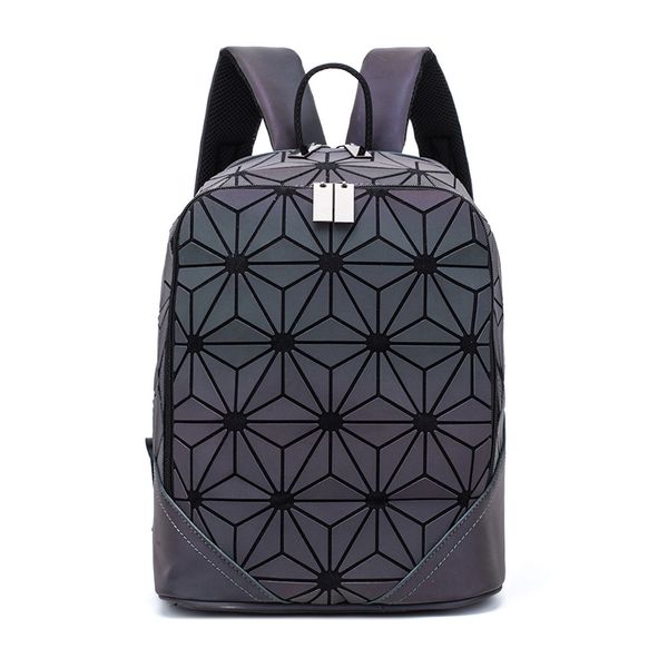 

2019 new women backpack luminous geometric plaid men backpacks for teenage girls bagpack bag holographic backpack school mochila