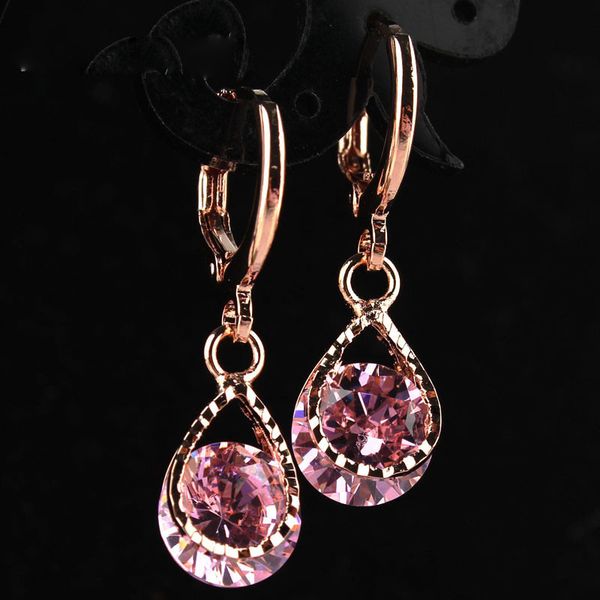 

trendy water drop cz crystal earrings for women vintage rose gold color wedding party earrings jewelry brinco feminino gift, Silver