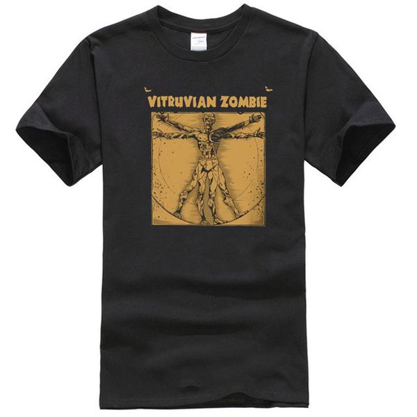 

vitruvian man zombie t-shirt da vinci parody t-shirt, White;black