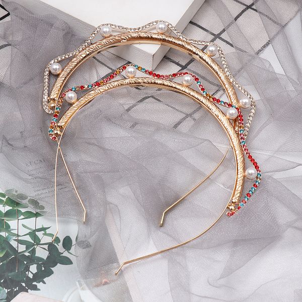 

new european and american bride crown headband wedding hair accessories alloy style fashion, Golden;white