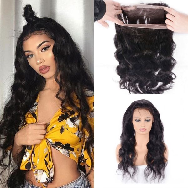 

body wave 360 lace frontal closure with baby hair 1b# malaysian virgin human hair closure 8-20 inch, Black;brown