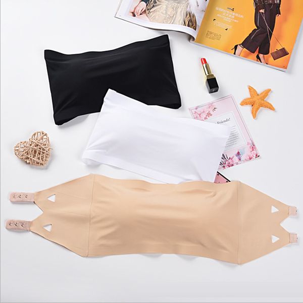 

50pcs/lot seamless tube women strapless padded bra bandeau tube women intimates soft push up lingerie, Red;black