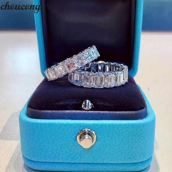 

choucong charm promise ring princess cut 5a zircon cz 925 sterling silver engagement wedding band rings for women bridal jewelry, Slivery;golden