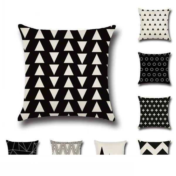 

new design christmas geometry cushion covers cotton linen black pillow cover for sofa bed nordic pillow case almofadas 45x45cm