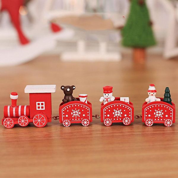 

новый рождественский поезд окрашенные деревянные игрушки с санта / медведь рождество детские игрушки подарок орнамент навидад рождественские