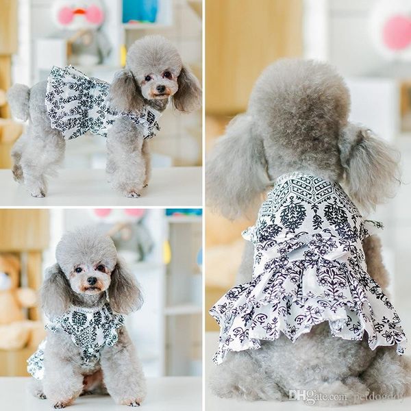 

Dog Dress Printing Bow Gauze Skirt Princess Skirt Spring And Summer Dog Apparel Bichon Poodle Schnauzer Skirt Puppy Dress