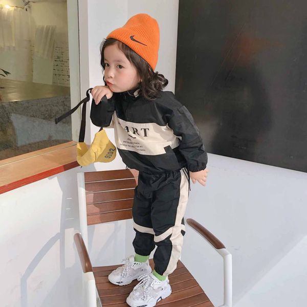 

kids designer clothing suit girls fashion luxury solid color clothing sets letter print two-piece sets warm keeping sportswear for wholesale, White