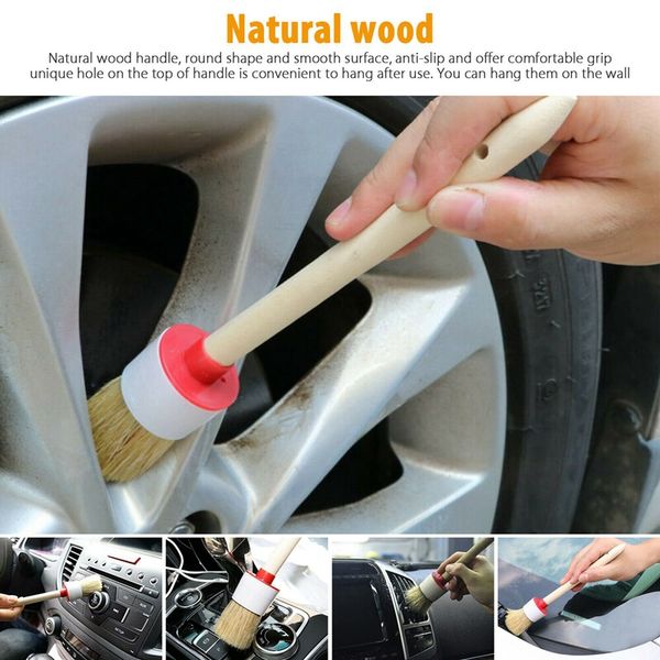 

12pcs car detailing brush kit boar hair vehicle / auto inner for wheel clean set