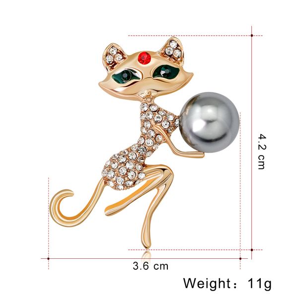 

korean version of high-end accessories fashion green eyes cat brooch lady brooch wholesale, Gray