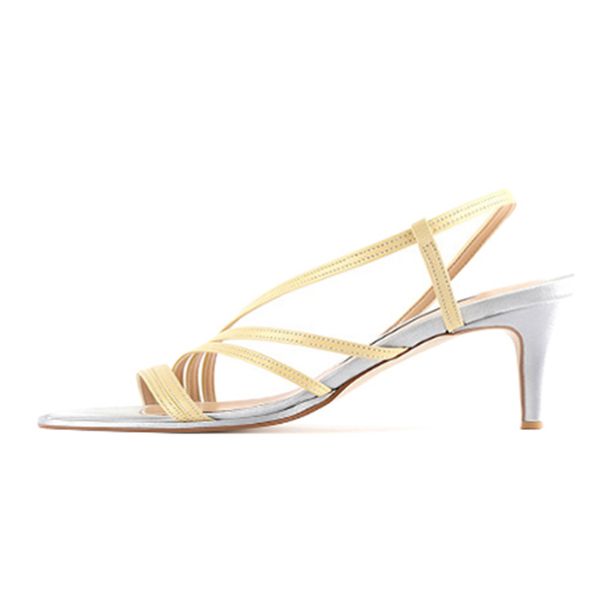 

2020 open toe ladeies leather slip on thin heel summer slippers high heel shoes, Black