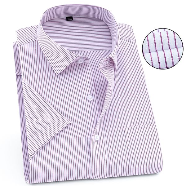 

2019 new summer short sleeve stripe/ solid business formal men dress shirts smart casual classical design striped men shirts, White;black