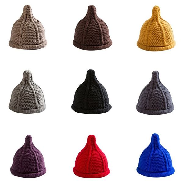 

new fashion women warm cute pacifier cap shape winter plus solid slouchy knit hat wool hat pointy nipple cap 11.26, Blue;gray