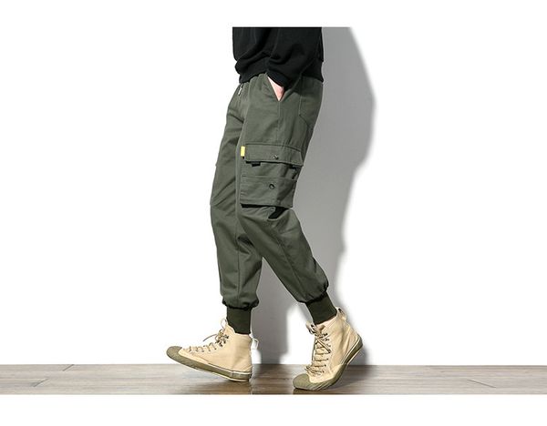 

хлопок мужские брюки-бегун карандаш брюки гарем 2018 мужские военные брюки-карго свободные хип-хоп эластичные талии бегунов мужские брюки m, Black