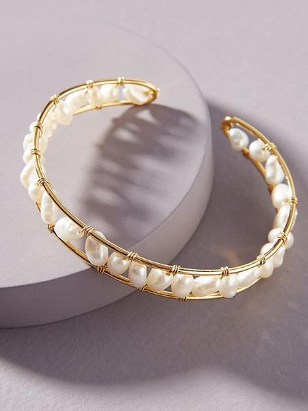 

chiao gold color fresh water pearl braided bracelet for women, Black