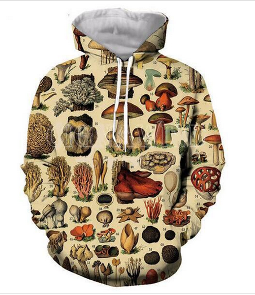 

fashion 3d printed mushroom men women pullover hoodies street wear casual hip hop pockets sweatshirt clothing zg0121, Black
