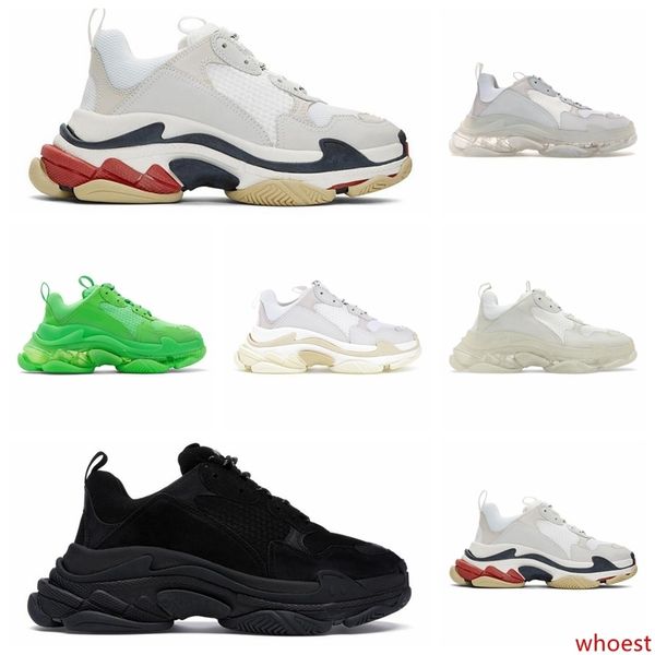 

triple s fashion designer shoes for running men women clear sole neon green black white grey mens trainers skateboard sports