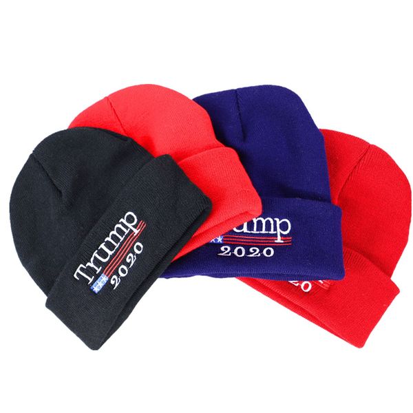

4 colors donald trump 2020 knitted hat trump beanies re-election keep america great embroidery usa flag winter cap wholesale ujy699, Yellow