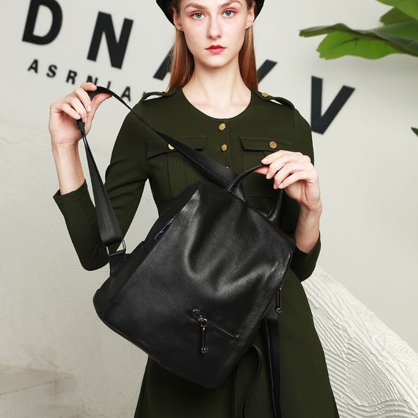 

new luxury designer backpacks genuine leather ladies oil wax leather backpack fashion travel backpack large capacity simple women's bag