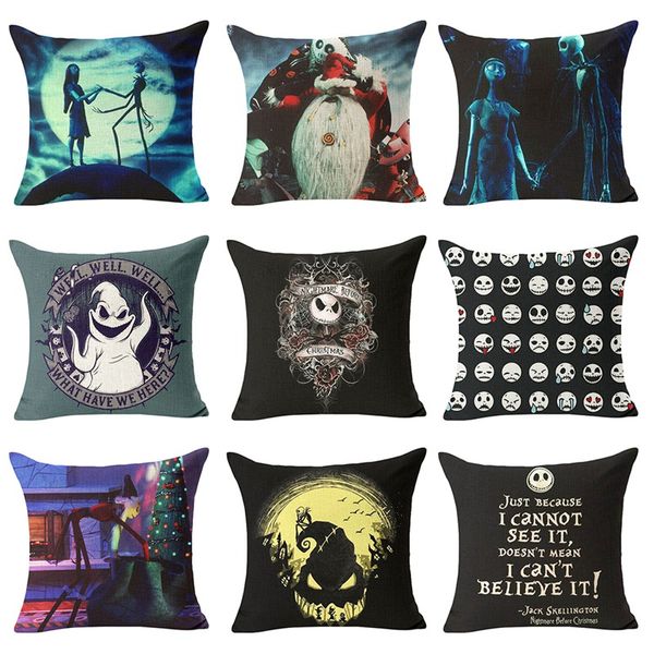

the nightmare before christmas cushion cover cotton linen throw peach skin cashmere pillow cover decorative horror movie