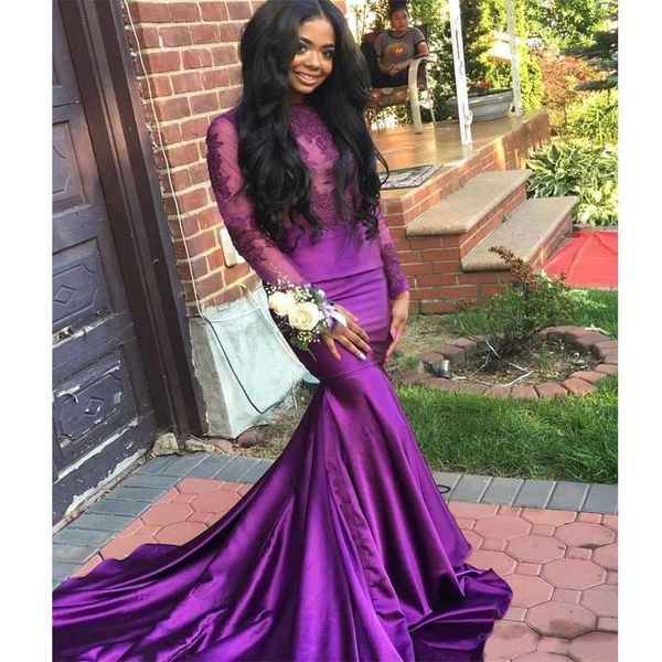 

2020 african long sleeves evening dresses high neck mermaid open back lace applique prom gowns, White;black