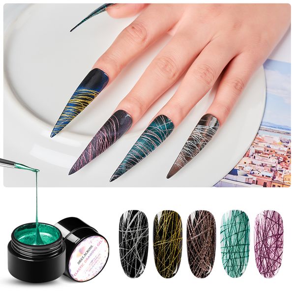 

5ml metallic spider gel nail polish nail art elastic drawing gel lacquer painting spider flowers soak off mirror glitter uv, Red;pink