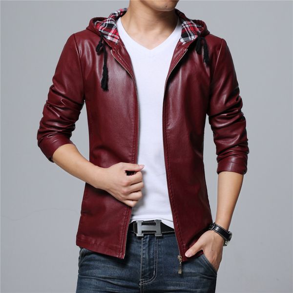 

xiu luo 5xlmens faux leather jackets hoody coat black wine red big drop shipping male plus coats mens clothing 2019