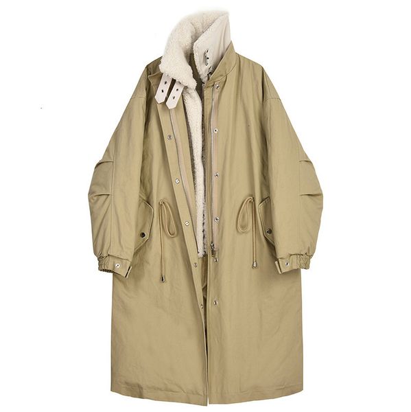 

lambswool split big size cotton-padded coat long sleeve loose fit women parkas fashion tide new utumn winter 2019 as047, Black