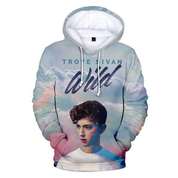 

troye sivan 3d print sweatshirts fashion designer spring autumn hoodies loose sleeve couple clothing crew neck pullover casual apparel, Black