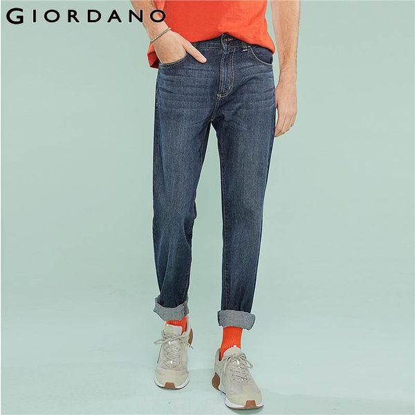 

giordano men mid rise modern jeans, Blue