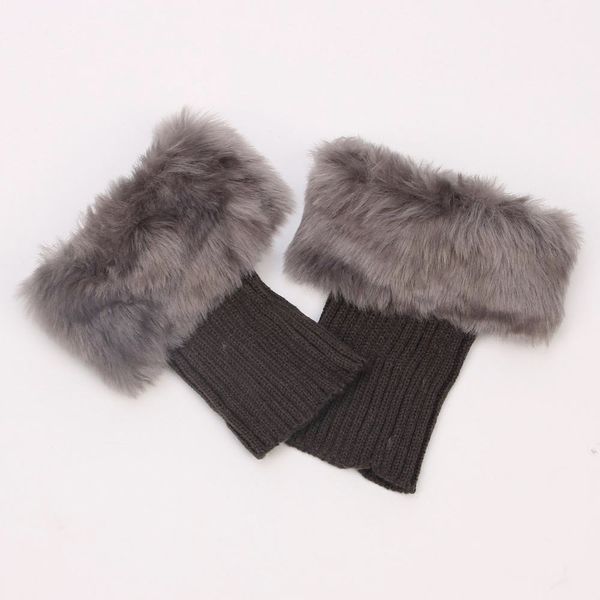 

fashion warm ladies winter fur sets sweater boots warm socks christmas fur foot cover shoe cover, Black;white