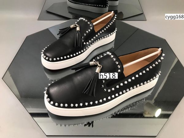 

red bottom casual shoes for men women leopard leather high casual shoes paris brand red bottoms studded spikes casual flats 1 4, Black