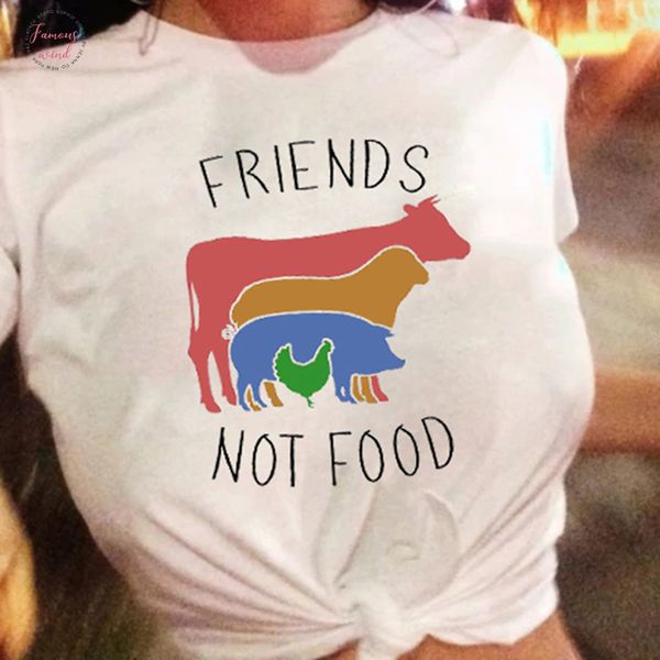 

friends not food t shirt vintage tshirt tee gift for vegan shirt vegetarian natural cute hippie 70s 80s 90s, White