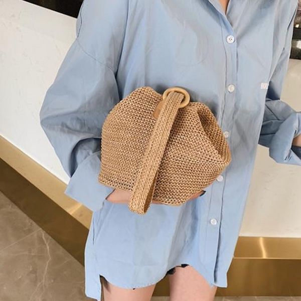 

handbag short handle straw handbags ladies casual beach bag handmade ethnic wind woven bag design shoulder messenger bags