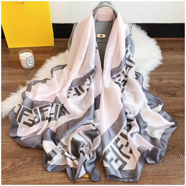 

2019 Шелковый Шарф Женщин Высокого Качества FEND Марка Шелковые шарфы Шарфы 180x90 см Ша