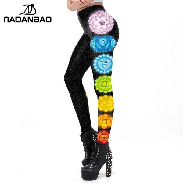 

nadanbao classic mandala leggings women workout pants aztec round ombre printing leggins fashion outdoor sport legins plus size sh190831, Black;white