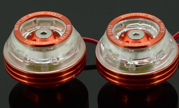 

pair cnc aluminium alloy motorcycle front wheel drop resistance fork cups colorful lights orange shell